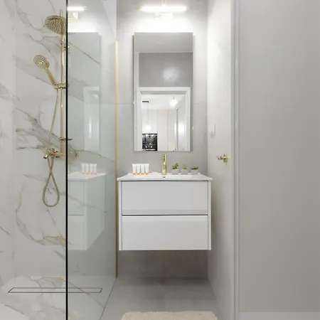 White & Gold Marble Fabryczna By Renters Lejlighed Łódź